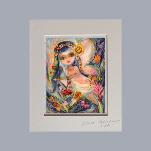 Segno zodiacale Sagittario. Stampa su tela originale in edizione limitata firmata del mio dipinto originale in cornice passe-partout, regalo per la casa
