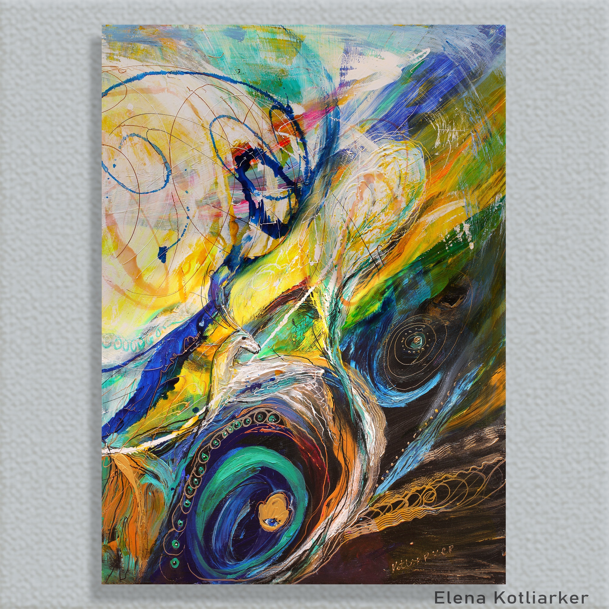 モダンシンボリズム抽象絵画現代美術アクリルキャンバス二連画右パネル