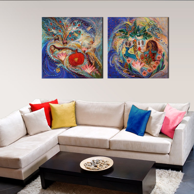 Original Jewish Wall Art Interior Design Giclee Canvas Print Etsy