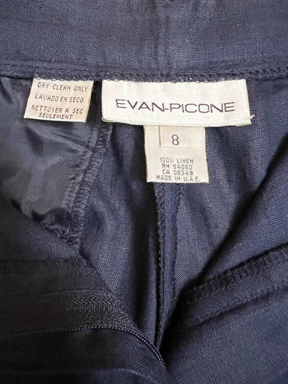 Vintage Linen Trousers Pleated Navy Pants Evan Pi… - image 7