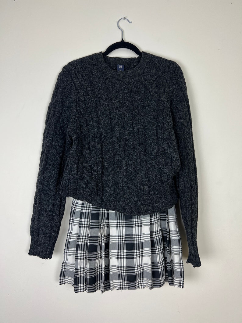 Vintage 90s Y2K Plaid Mini Skirt Schoolgirl Lolita Academia Black and White Belt Loops Cher Clueless Small image 8