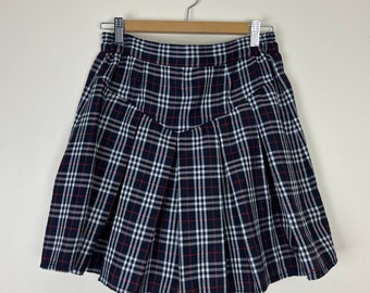 Vintage 90s Y2K Plaid Tartan Mini School Girl Academia Skirt Kilt High Waist with a Deep V Flat Front Panel Aline Built-In Shorts Small