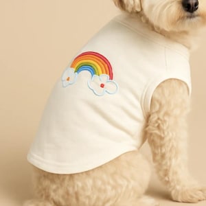 Rainbow shirt, XS-XL, Beige Dog Shirt, Dog Top, Dog Fashion, Dog-Tee, Rainbow Dog T-shirt
