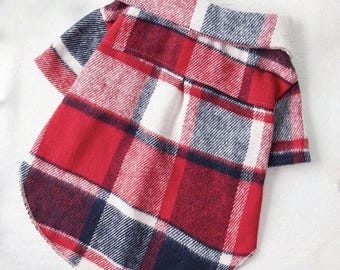 Plaid Long Sleeve Pet Shirt, 2XS-L, Checkered Puppy Outfit, Dog Shirt, Dog Tee, Dog Fashion, Small Dog Clothes