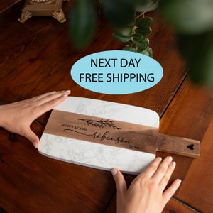 Marble Wood Cutting Board, Personalized Cutting Board, Gift For Couple, Wedding/Engagement Gift,Housewarming Gift, Engraved Cheese Board