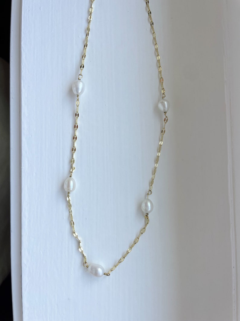 14K Gold Plate Over Sterling Silver Freshwater Pearl Necklace Etsy
