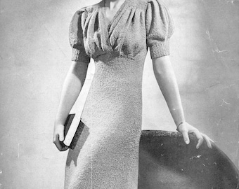 Stunning 1940s Knitted Dress Pattern pdf