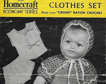1930s Vintage Dolls baby Clothes 6 items Wartime Economy Crochet Pattern pdf INSTANT DOWNLOAD