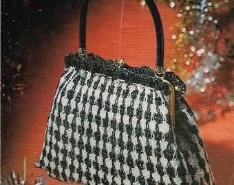 1950s Handbag Raffene Raffia Slip Stitch Dog tooth pattern Knitting Pattern PDF INSTANT DOWNLOAD