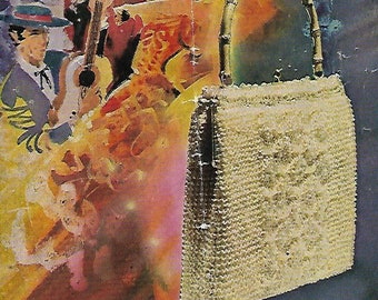 1950s Handbag Raffene Raffia Butterfly pattern Knitting Pattern PDF INSTANT DOWNLOAD