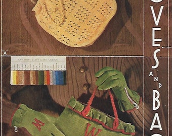 1930s 2 knitted bags and glove set knitting patternPDF INSTANT DOWNLOAD