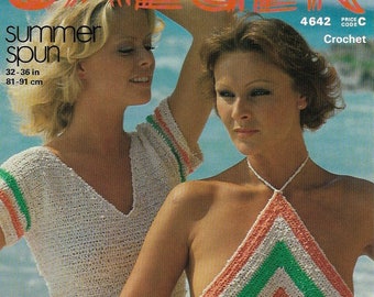 1970s Jaeger Crochet Ladies Summer Halter Neck Top and Crop Jumper pdf INSTANT DOWNLOAD
