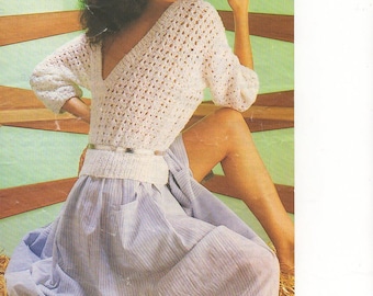 1970s V Back Pattern Knitted Sweater Jumper Knitting Pattern pdf INSTANT DOWNLOAD
