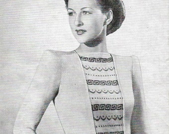 1930s Jumper with centre Fairisle panel Womens Sweater Pattern Bestway 998 PDF INSTANT DOWNLOAD