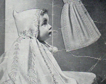 1930s Baby Hooded Cloak Cape Knitting Pattern pdf INSTANT DOWNLOAD