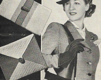1930s 3 knitted bags striped bag, envelope bag and cross body Bestways 939 PDF INSTANT DOWNLOAD