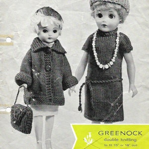 1950s Classic Clothes for Teenage Dolls Chunky Coat Hat Handbag sets Knitting Pattern PDF instant download