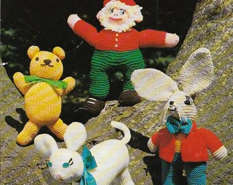 1970s Knitted Soft Toys Lamb Teddy Hare and Gnome Knitting Pattern pdf INSTANT DOWNLOAD