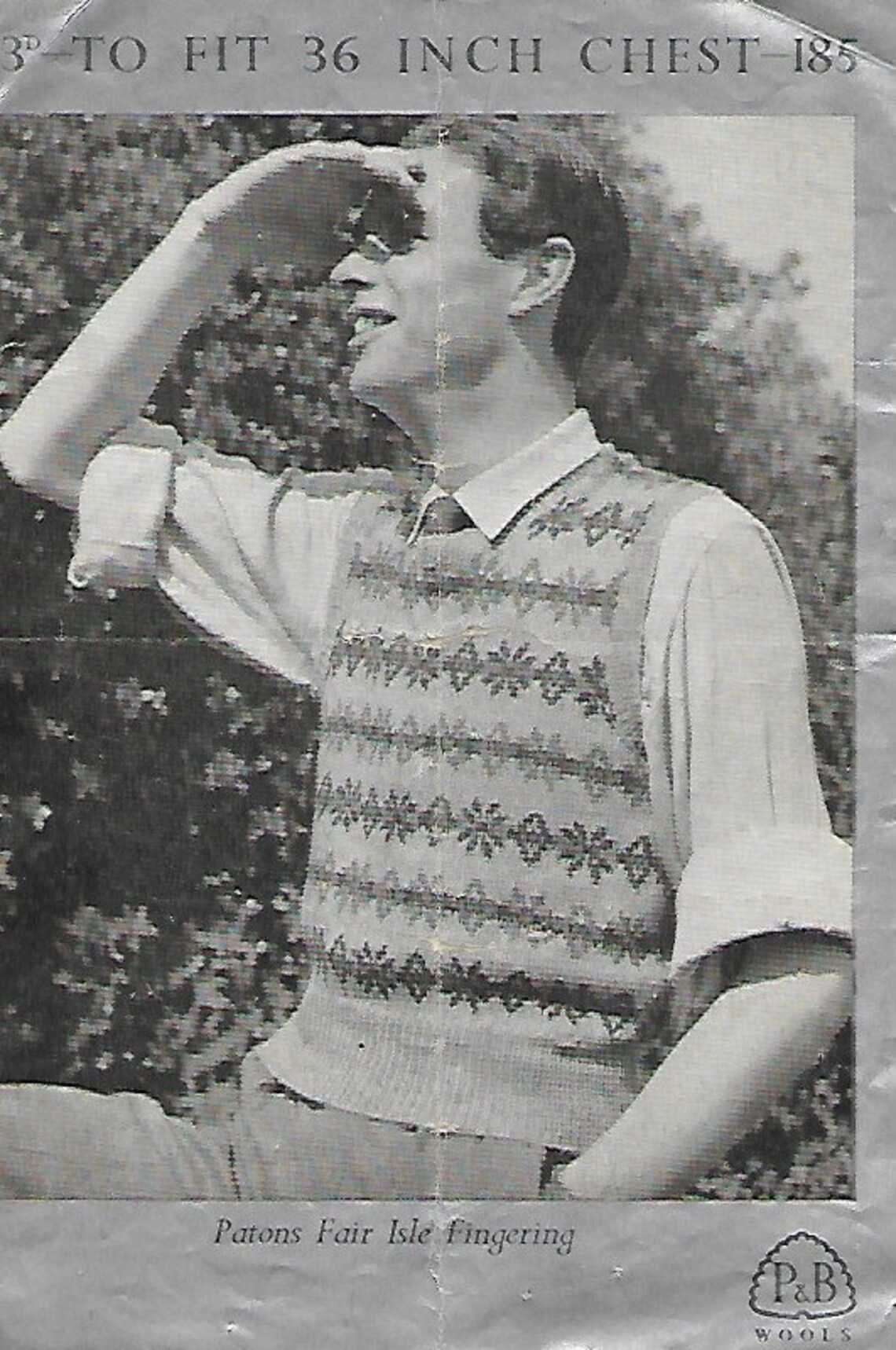 1930s Mens Knit Fair Isle Fairisle Tank Top Slipover Round Etsy UK