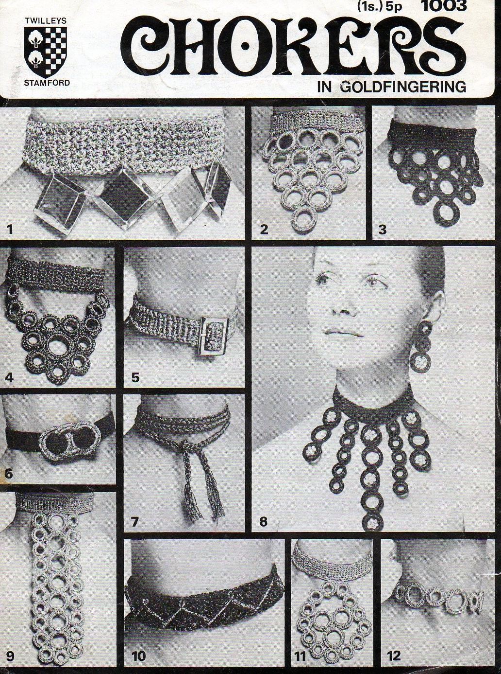 1970s Crochet Jewelry Jewellery Chokers Necklace 12 designs Pattern pdf file INSTANT DOWNLOAD