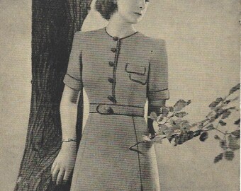 1940s Knitted Dress Knitting Pattern Teenage Small Ladies Bestway 946 PDF INSTANT DOWNLOAD
