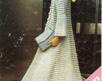1970s amazing long flowing spiral Coat crochet pattern pdf file INSTANT DOWNLOAD