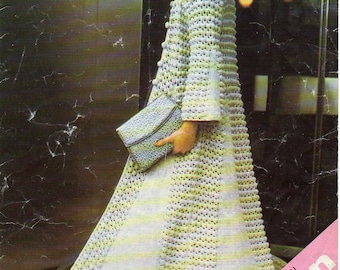 1970s amazing long flowing spiral Coat crochet pattern pdf file INSTANT DOWNLOAD featured in movie Maria with Angelina Jolie