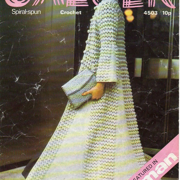 1970s amazing long flowing spiral Coat crochet pattern pdf file INSTANT DOWNLOAD