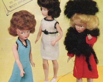 1950s Sindy Doll 3 outfits Teen doll clothes Catsuit knitting pattern pdf INSTANT DOWNLOAD