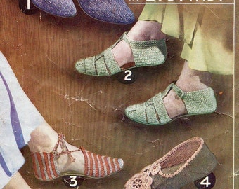 Stunning 1930s Knitted and Crochet Shoes Slippers Pattern pdf INSTANT DOWNLOAD