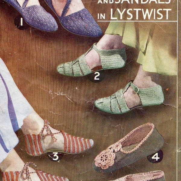 Stunning 1930s Knitted and Crochet Shoes Slippers Pattern pdf INSTANT DOWNLOAD