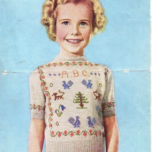 1930s SAMPLER Fair Isle Childs Sweater Knitting Pattern pdf INSTANT DOWNLOAD