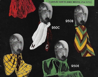 1930s 5 ladies scarves to knit PDF INSTANT DOWNLOAD