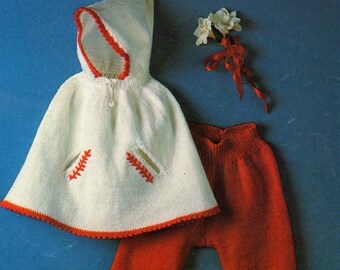 1960s Childs Poncho Cape and Trouser set Knitting Pattern pdf INSTANT DOWNLOAD