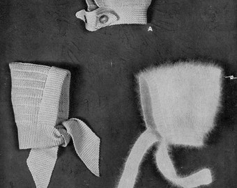 3 1930s Lady and Children Pixie Hats knitting pattern pdf INSTANT DOWNLOAD