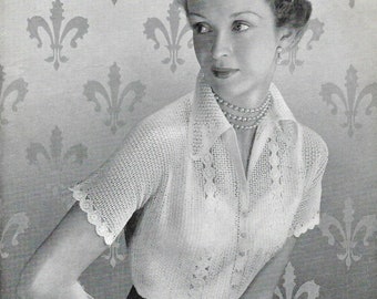 1940/50s Cap Sleeve Cardigan Crochet Cotton Pattern Coats 365 PDF Instant Download