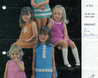 1970s Cute Girls Dress Crochet pattern with various Picot lace finish pdf INSTANT DOWNLOAD