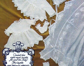 Rare modèle Royal Baby Layette commémorant naissance de Royal Baby en Prince et princesse de Galles au Crochet pdf Téléchargement instantané