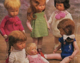 Pièces de 10 Vêtements poupées vintage à tricoter pour les garçons et les poupées fille knitting pattern pdf téléchargement instantané
