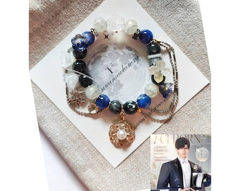 Love and Deepspace Zayne Bracelet - Inspired by "Iceborn Warmth" Fingertips to Promises, Rose Bead, Floral Pedant, Gift, Stretch Fit