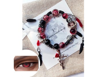 Love and Deepspace Sylus Bracelet - Inspired by Eye Color, Crackled Glass Beads, Unique Jewelry Gift, Stretch Fit, New Collection, L&D2