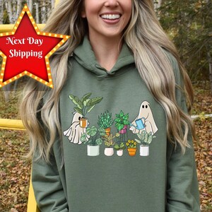 Ghost Plant Lady Sweatshirt, Ghost Plant Shirt, Spooky Gardener Hoodie,Mom Sweater , Halloween Plants Sweatshirt, Halloween Ghost Shirt