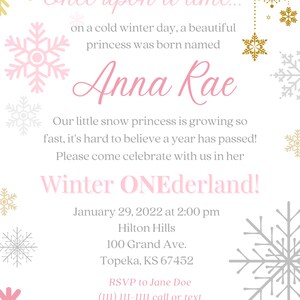 Personalized Custom WINTER ONEDERLAND Printable Birthday Invitation