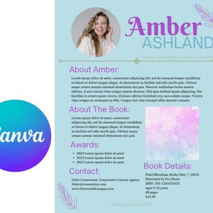Children&#39;s Author Media Kit One-Pager - Canva Template!