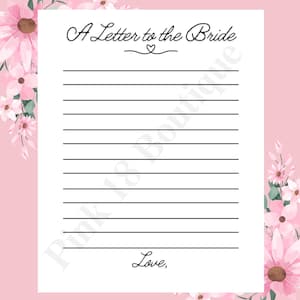 Carta a la novia en formato digital, cartas escritas a mano, regalos para la novia, cartas para la novia, juegos para despedidas de soltera