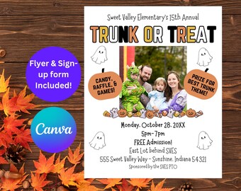 Trunk or Treat Flyer, Trunk or Treat Sign Up Form, Editable Trunk or Treat Car Registration Template, Vehicle Sign Up Form