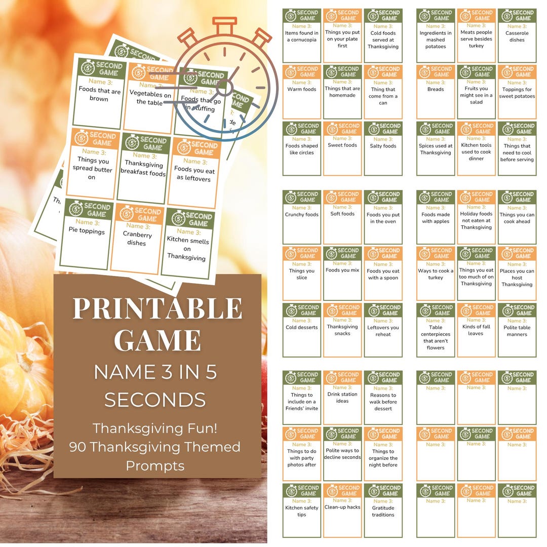 Think Trivia Thanksgiving Think Fast Trivia Game, Thanksgiving Party Game, Fast ...