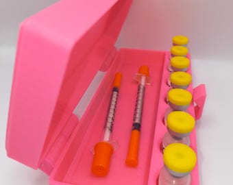 Peptide & Insulin Vial Storage Case | 3ml Secure Organizer with Syringe Holder | Compact Travel Storage Box