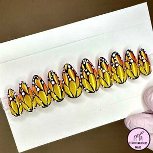 Butterfly Nails | Chrome Butterfly Nails | Butterfly Wing Nails | Summer Nails | Chrome Nails | Hand Painted Nails | Press On Nails