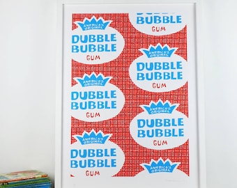 Dubble Bubble Screen Print - limited edition hand printed screen print - Free world wide shipping!
